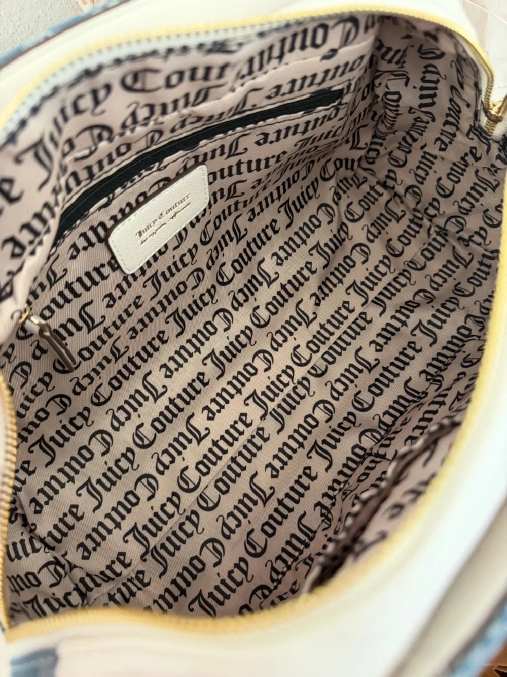 Juicy Couture Denim Satchel – NWT – Gold Hardware, White Trim, Vintage Y2K Style
